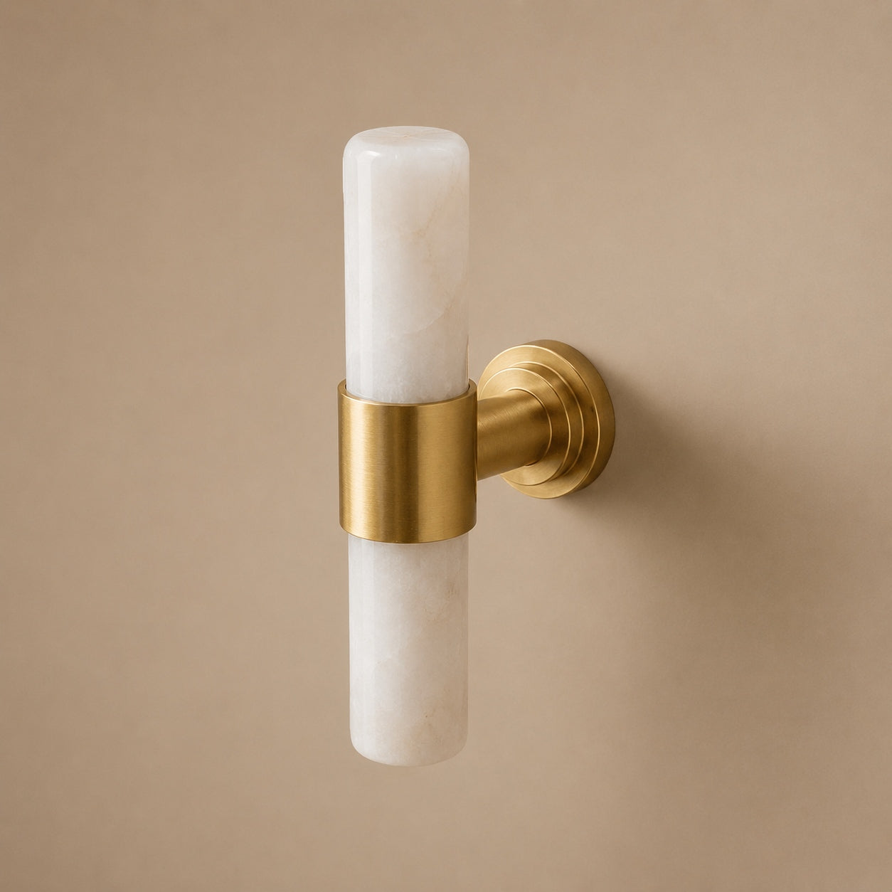 Ergonomic Brass & Marble Cabinet Handle (3.8 in Center-to-Center)