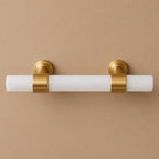 Ergonomic Brass & Marble Cabinet Handle (3.8 in Center-to-Center)