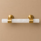Ergonomic Brass & Marble Cabinet Handle (3.8 in Center-to-Center)