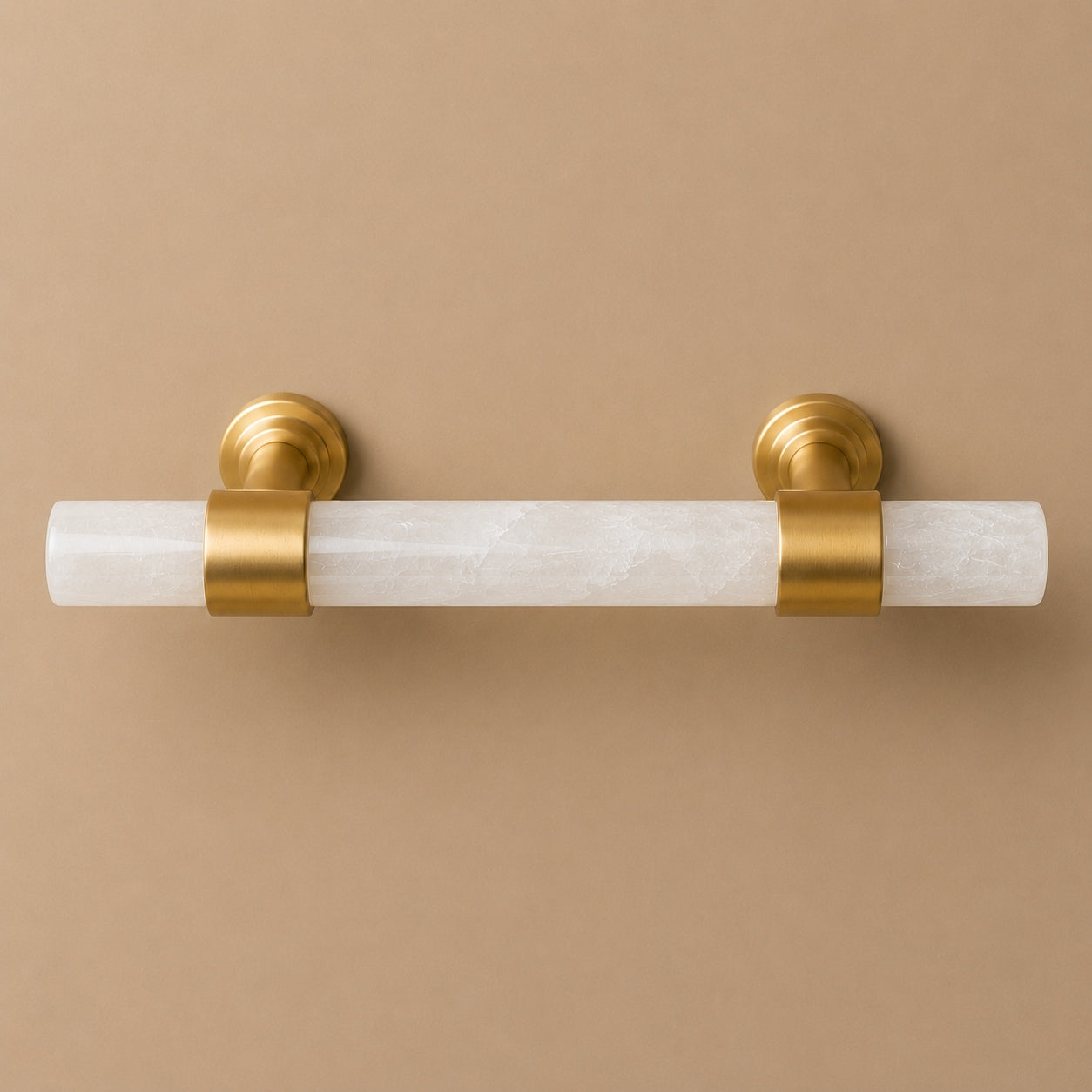 Ergonomic Brass & Marble Cabinet Handle (3.8 in Center-to-Center)