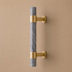 Ergonomic Brass & Marble Cabinet Handle (3.8 in Center-to-Center)