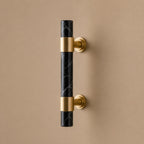 Ergonomic Brass & Marble Cabinet Handle (3.8 in Center-to-Center)