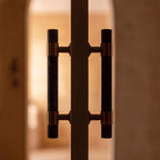 Ergonomic Brass & Marble Cabinet Handle (3.8 in Center-to-Center)