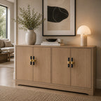 Ergonomic Brass & Marble Cabinet Handle (3.8 in Center-to-Center)