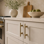 Ergonomic Brass & Marble Cabinet Handle (3.8 in Center-to-Center)