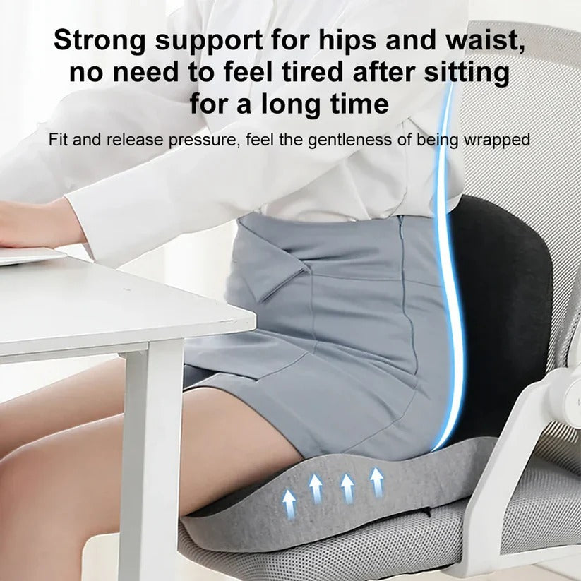 Ergonomic High-Density Memory Foam L-Shaped Seat & Back Cushion (Machine-Washable Cover)