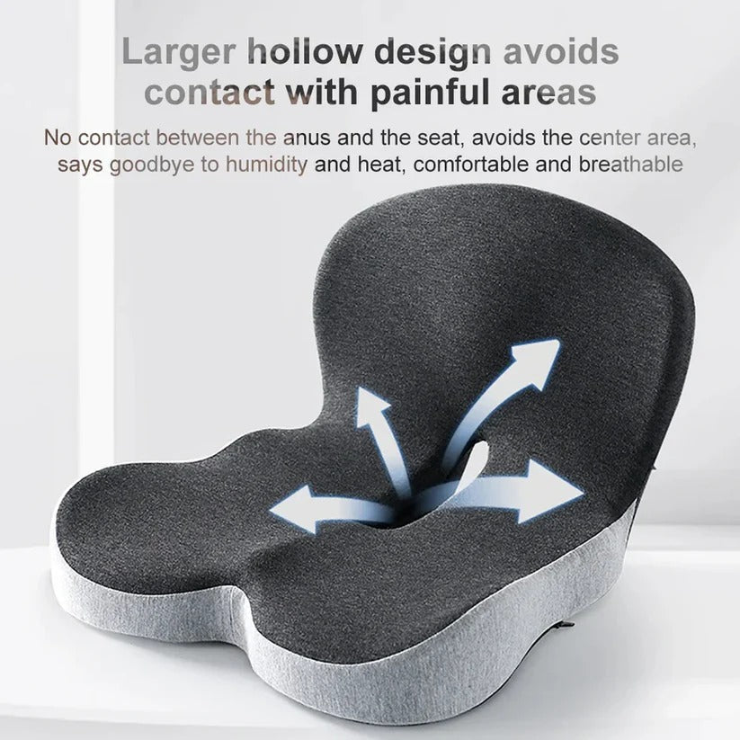 Ergonomic High-Density Memory Foam L-Shaped Seat & Back Cushion (Machine-Washable Cover)