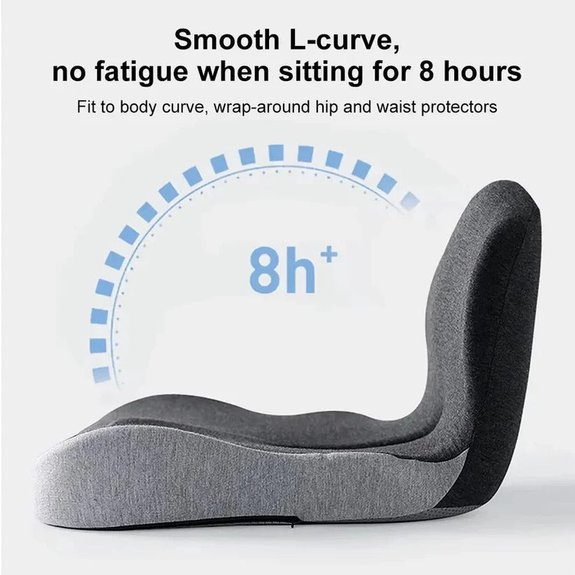 Ergonomic High-Density Memory Foam L-Shaped Seat & Back Cushion (Machine-Washable Cover)