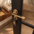 Ergonomic Matte Black & Brass Interior Door Handle Set (Multiple Configurations)