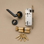 Ergonomic Matte Black & Brass Interior Door Handle Set (Multiple Configurations)