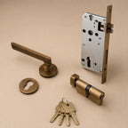 Ergonomic Matte Black & Brass Interior Door Handle Set (Multiple Configurations)