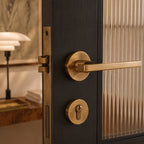 Ergonomic Matte Black & Brass Interior Door Handle Set (Multiple Configurations)