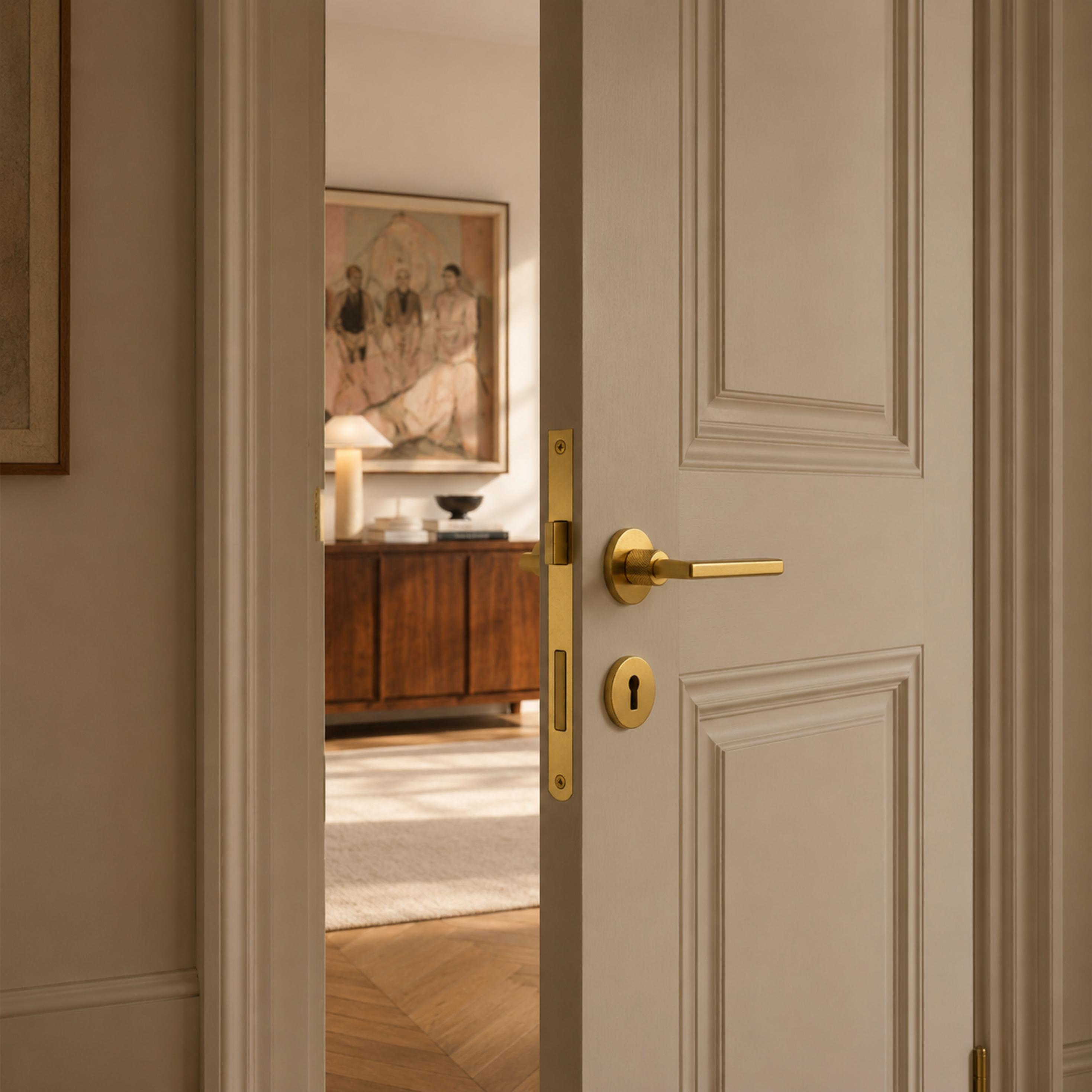 Ergonomic Matte Black & Brass Interior Door Handle Set (Multiple Configurations)