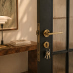Ergonomic Matte Black & Brass Interior Door Handle Set (Multiple Configurations)