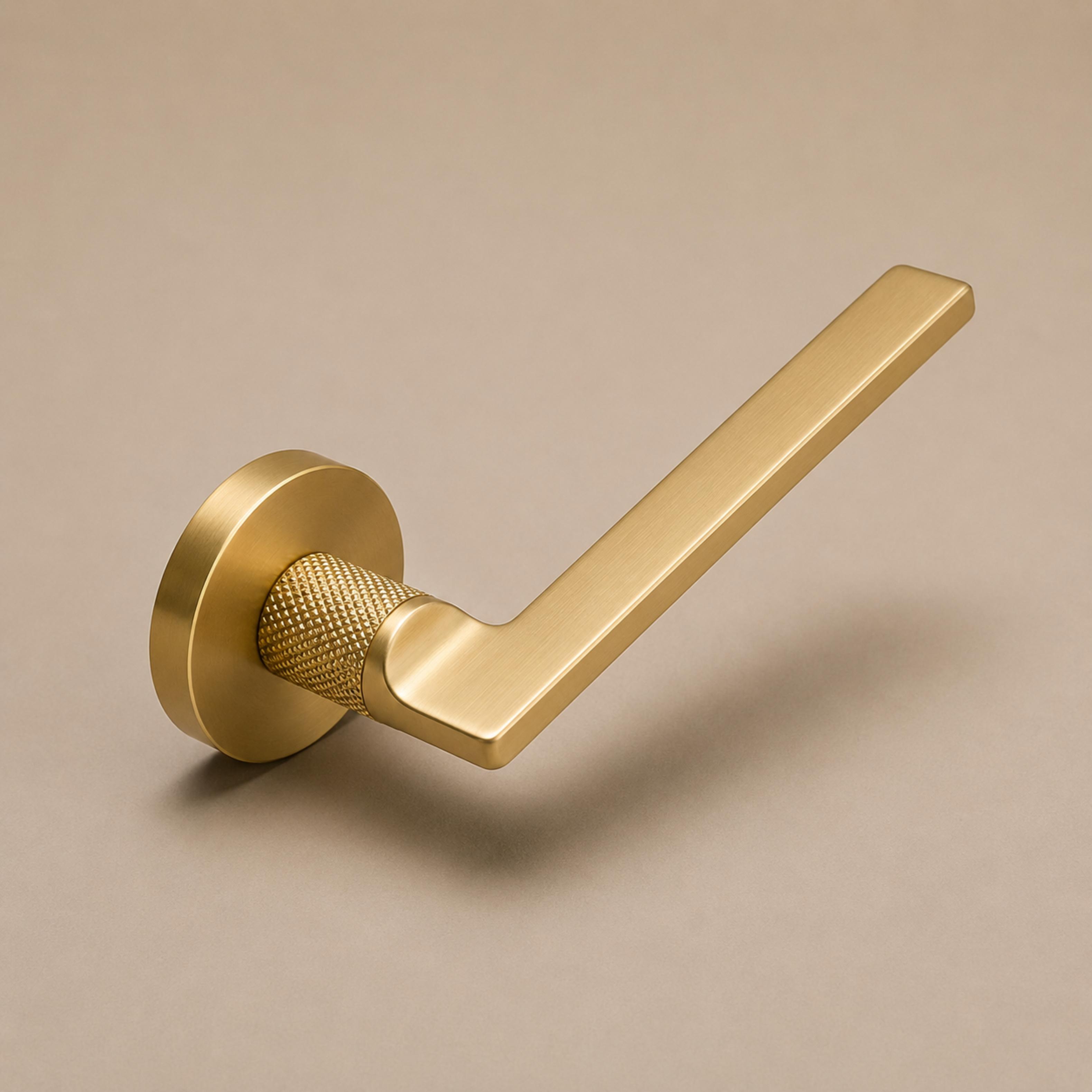 Ergonomic Matte Black & Brass Interior Door Handle Set (Multiple Configurations)