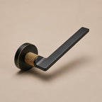 Ergonomic Matte Black & Brass Interior Door Handle Set (Multiple Configurations)