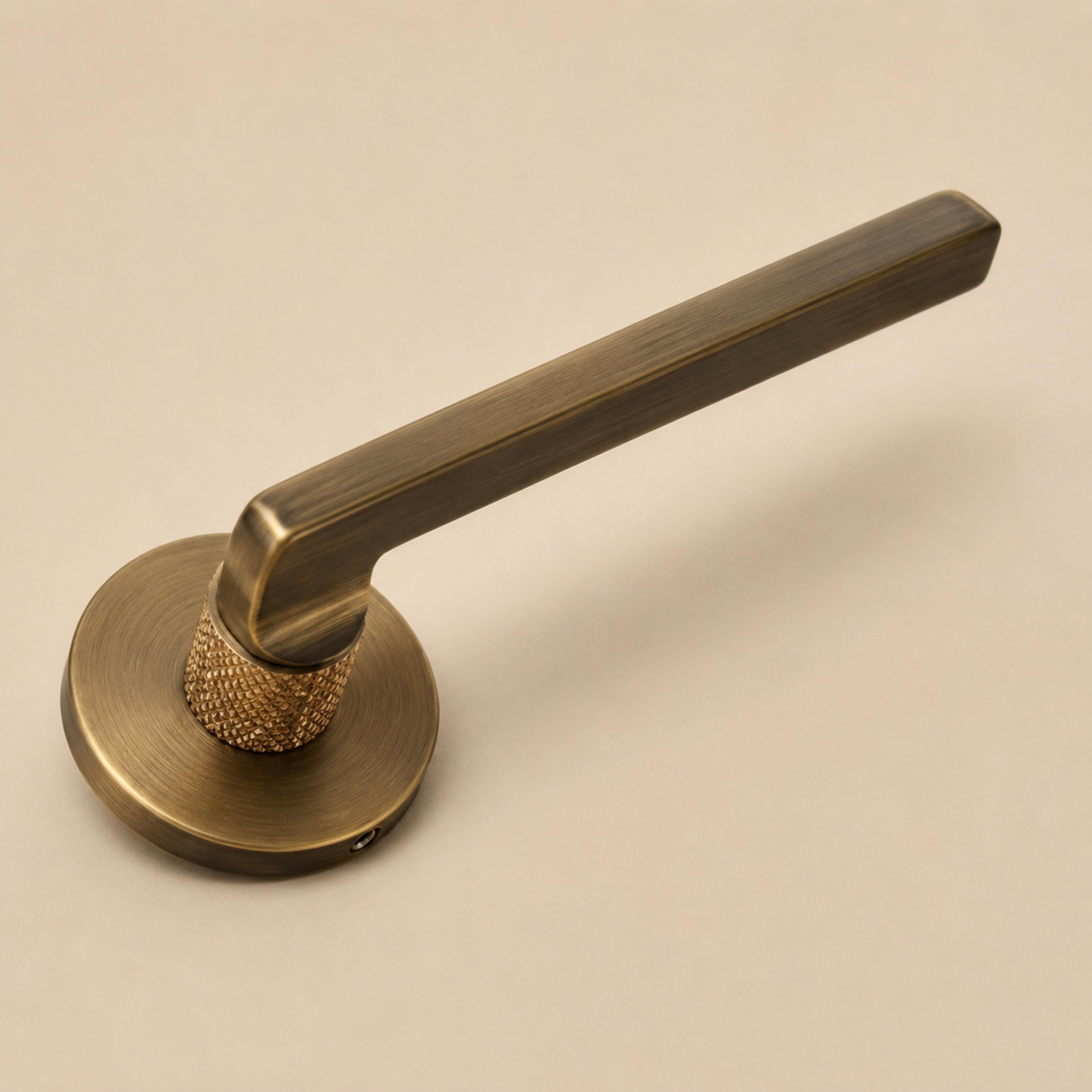 Ergonomic Matte Black & Brass Interior Door Handle Set (Multiple Configurations)