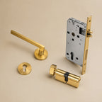 Ergonomic Matte Black & Brass Interior Door Handle Set (Multiple Configurations)