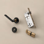 Ergonomic Matte Black & Brass Interior Door Handle Set (Multiple Configurations)