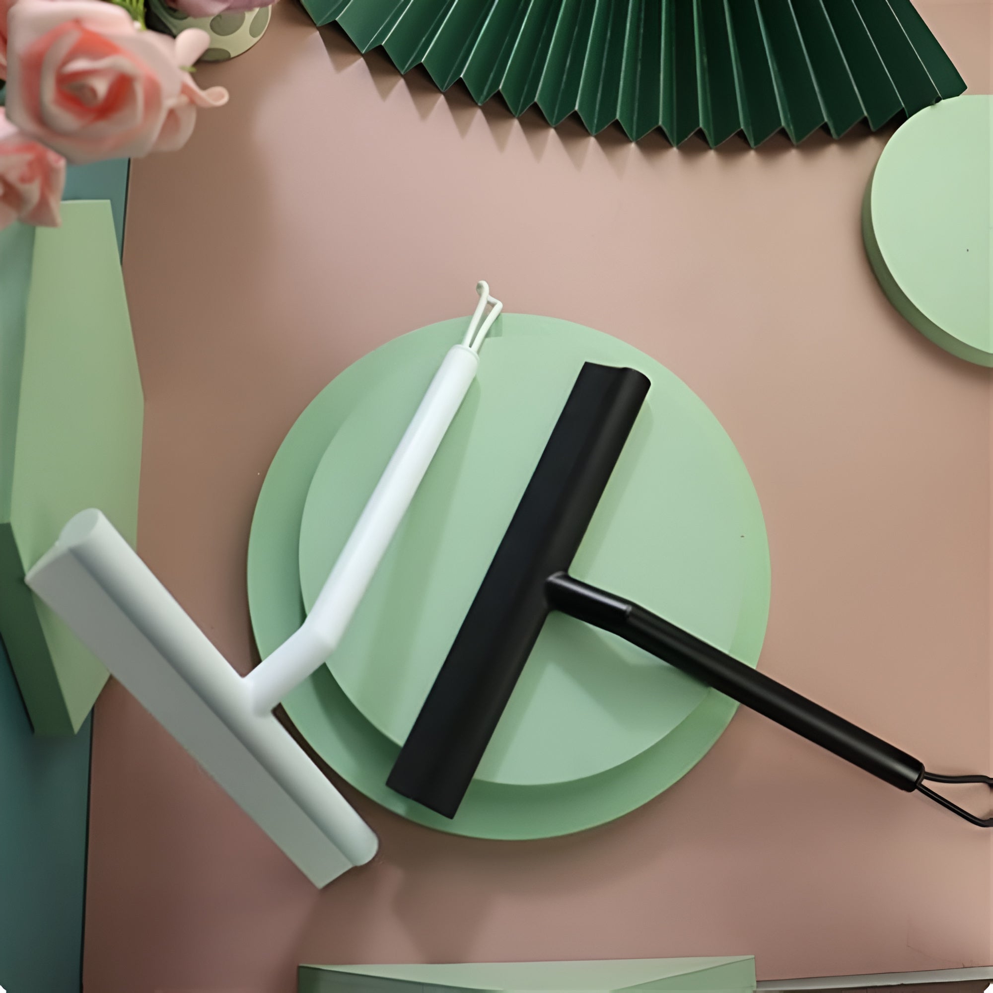 Ergonomic Silicone Body & Rubber Blade Shower Squeegee