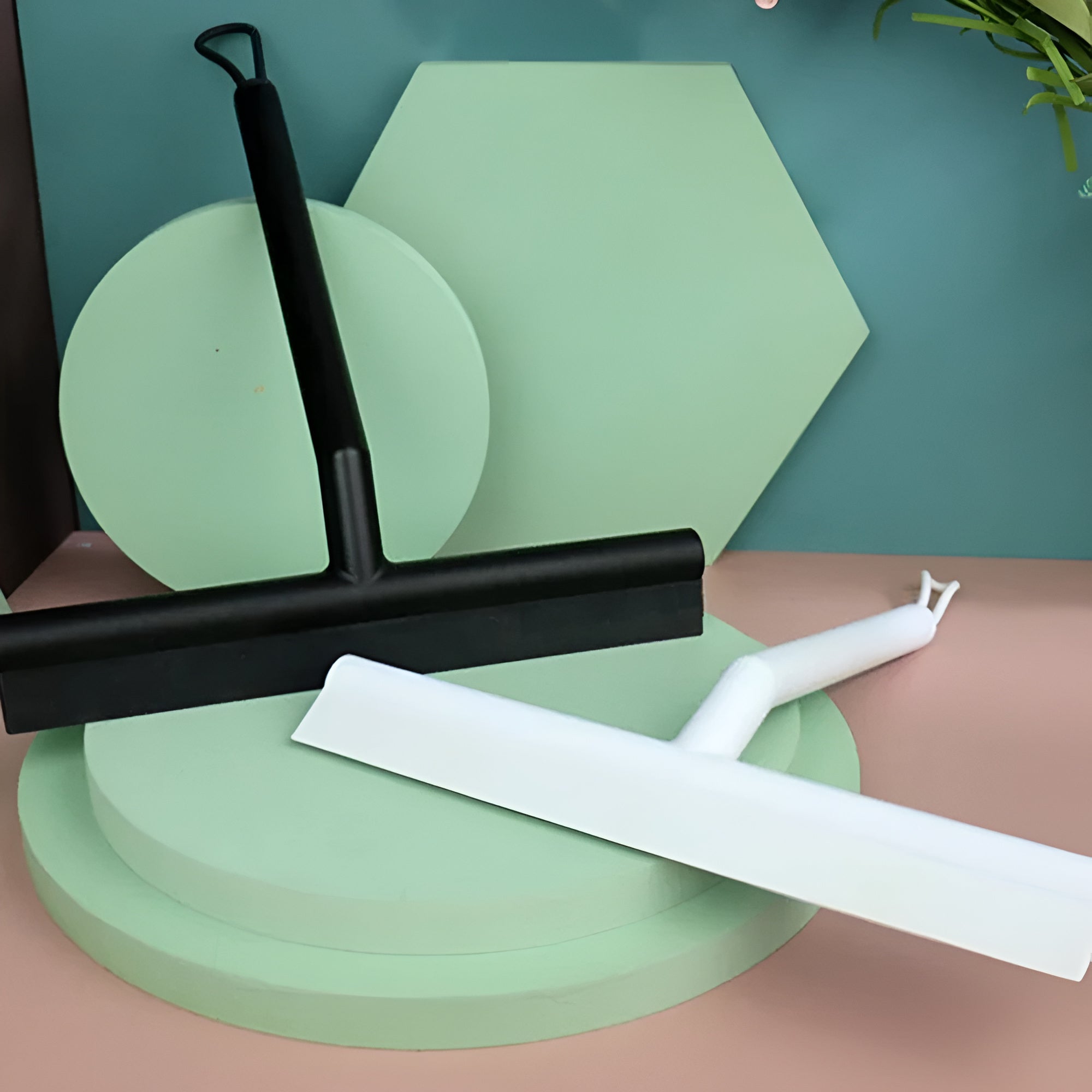 Ergonomic Silicone Body & Rubber Blade Shower Squeegee