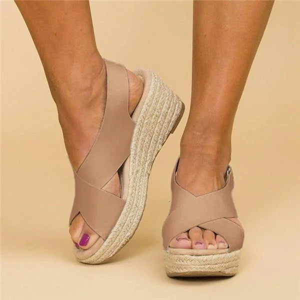 Espadrilles Orthopedic Wedge Heel Elastic Straps & Non-Slip Sole