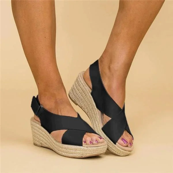 Espadrilles Orthopedic Wedge Heel Elastic Straps & Non-Slip Sole