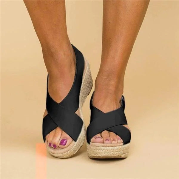 Espadrilles Orthopedic Wedge Heel Elastic Straps & Non-Slip Sole