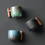 Espresso Cup Ceramic Wooden Handle Dishwasher Safe