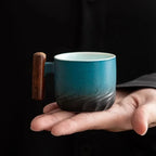 Espresso Cup Ceramic Wooden Handle Dishwasher Safe