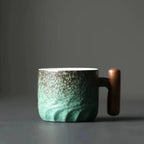 Espresso Cup Ceramic Wooden Handle Dishwasher Safe