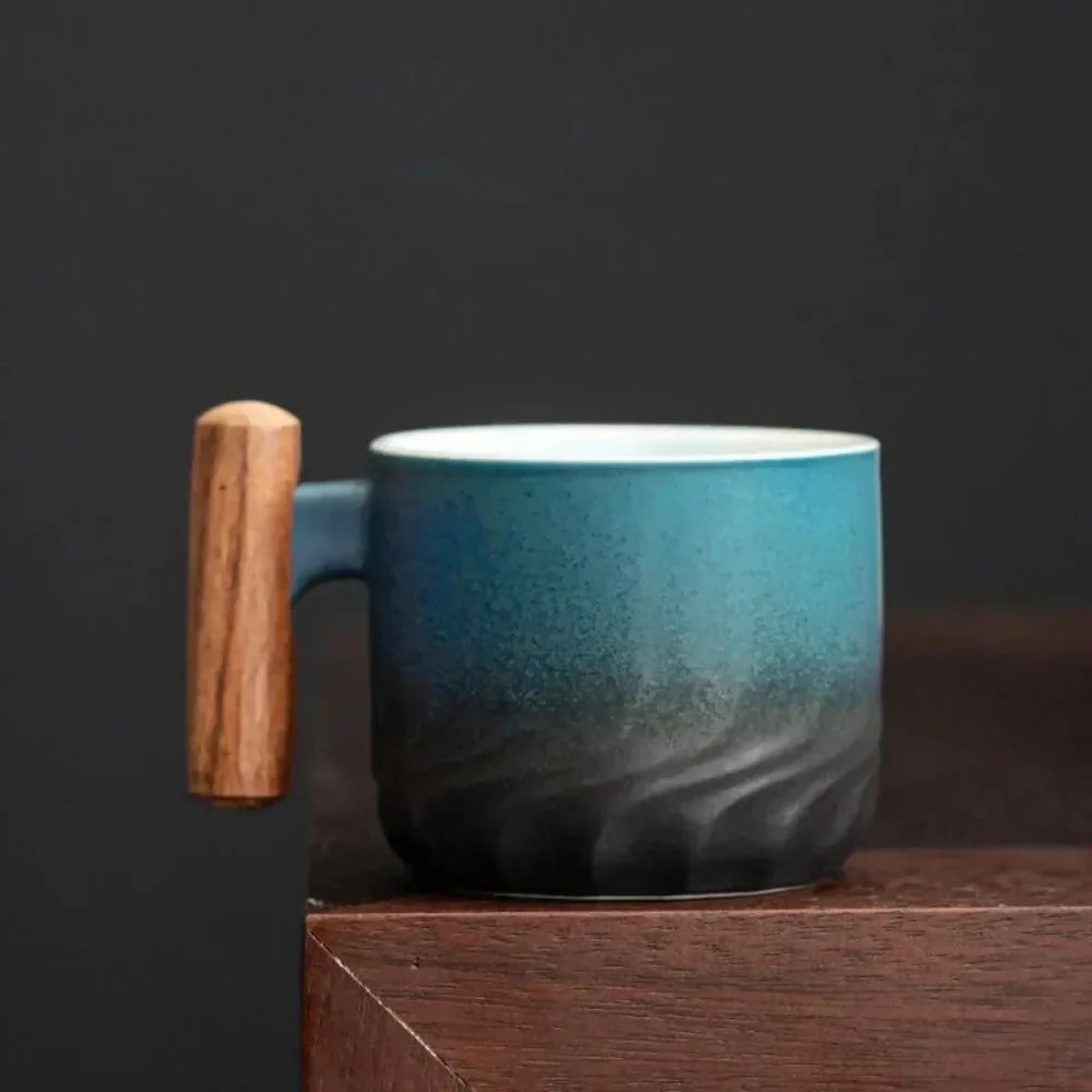 Espresso Cup Ceramic Wooden Handle Dishwasher Safe