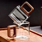 Espresso Mug Square Borosilicate Glass & Walnut Handle