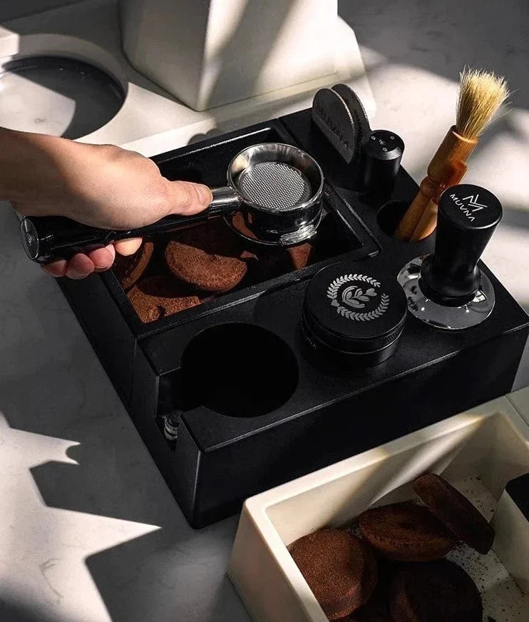 Espresso Tamping Station Integrated Knock Box Fits 51-58mm