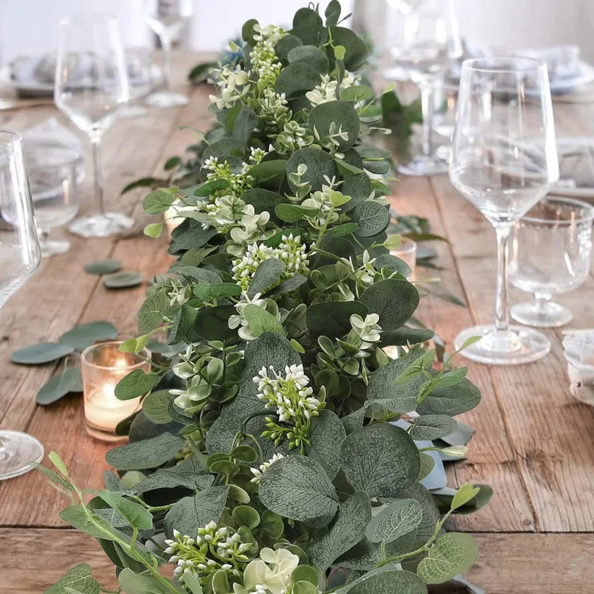 Eucalyptus Garland Set of 2 Silk-Like Flexible Stems