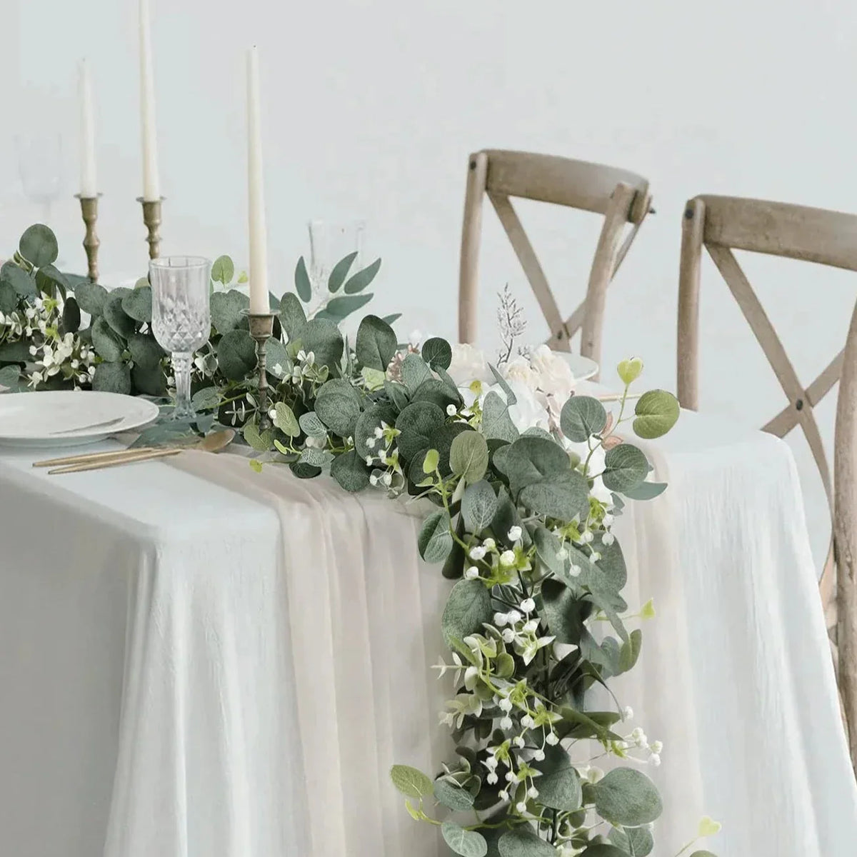 Eucalyptus Garland Set of 2 Silk-Like Flexible Stems