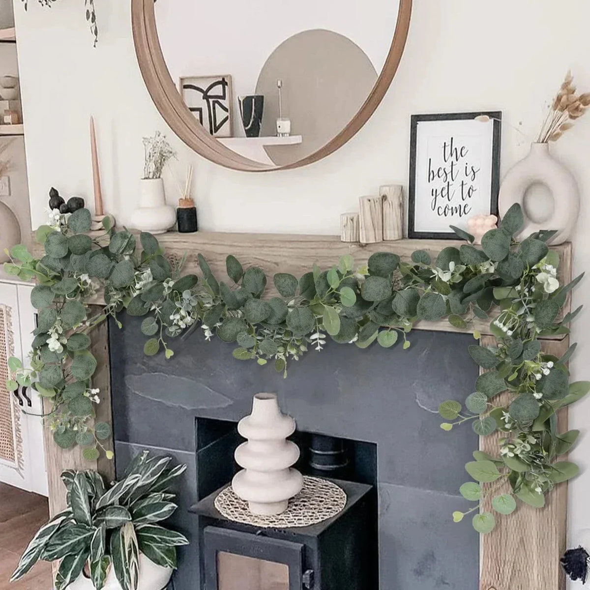 Eucalyptus Garland Set of 2 Silk-Like Flexible Stems