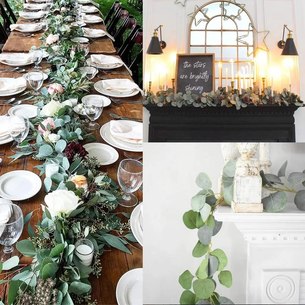 Eucalyptus Garland Set of 2 Silk-Like Flexible Stems