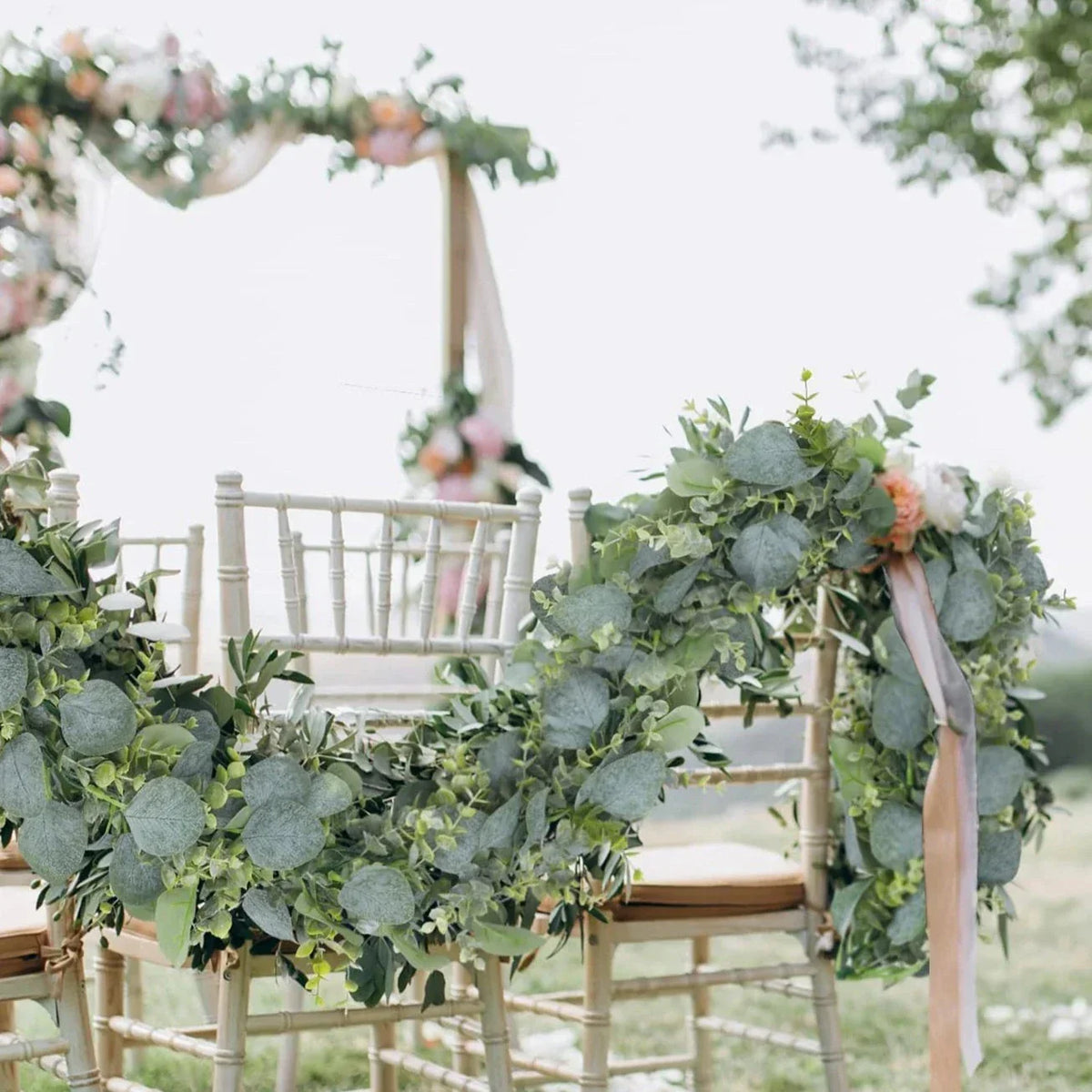 Eucalyptus Garland Set of 2 Silk-Like Flexible Stems