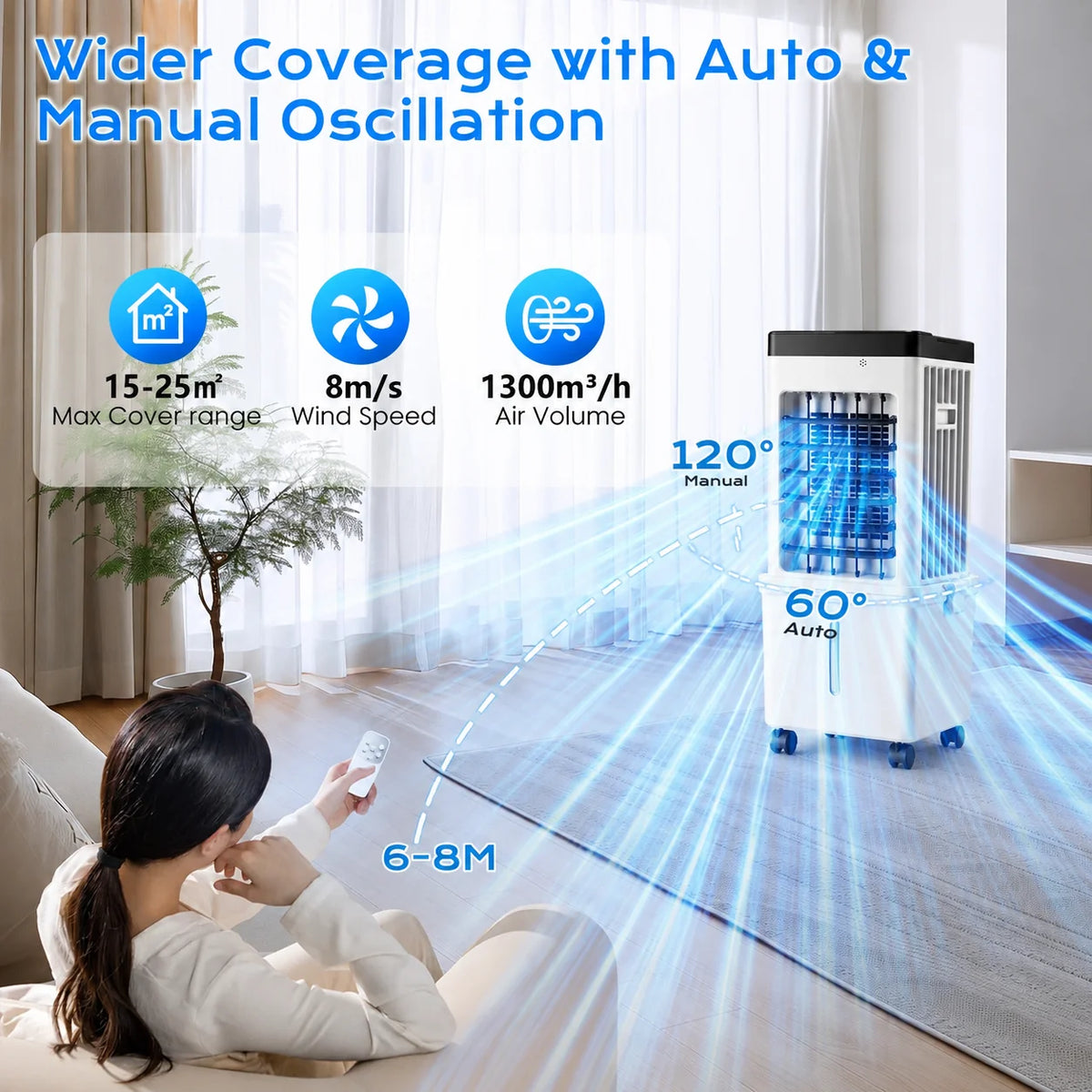 Evaporative Cooler Portable 12L Tank Remote & Timer