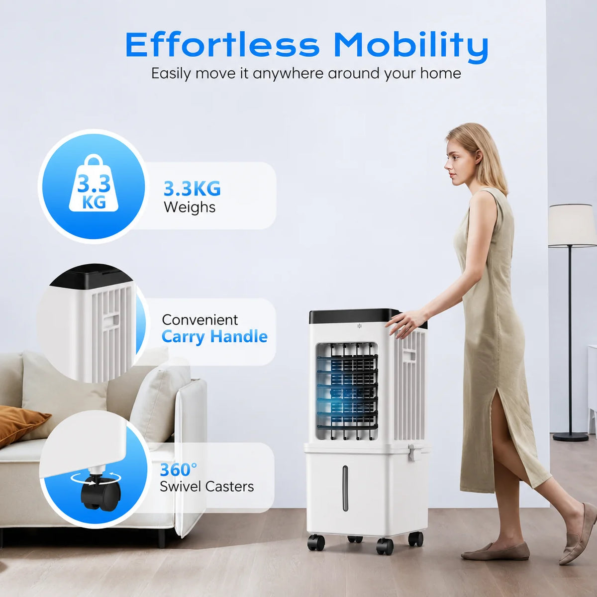 Evaporative Cooler Portable 12L Tank Remote & Timer