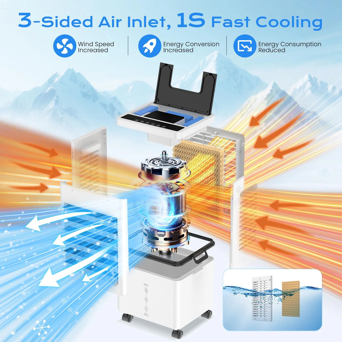 Evaporative Cooler Portable 12L Tank Remote & Timer