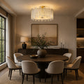 Even Ambient Textured Glass & Copper Frame Semi-Flush Ceiling Light
