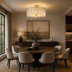 Even Ambient Textured Glass & Copper Frame Semi-Flush Ceiling Light