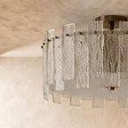 Even Ambient Textured Glass & Copper Frame Semi-Flush Ceiling Light