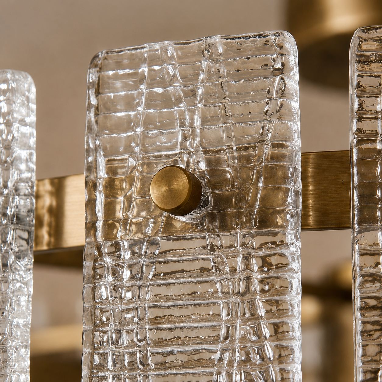 Even Ambient Textured Glass & Copper Frame Semi-Flush Ceiling Light