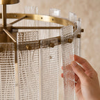 Even Ambient Textured Glass & Copper Frame Semi-Flush Ceiling Light