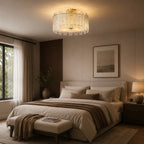 Even Ambient Textured Glass & Copper Frame Semi-Flush Ceiling Light