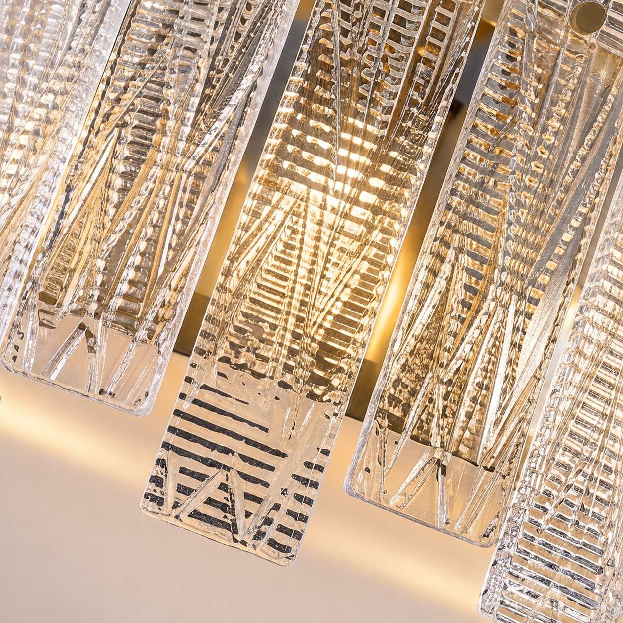 Even Ambient Textured Glass & Copper Frame Semi-Flush Ceiling Light