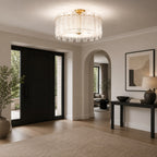 Even Ambient Textured Glass & Copper Frame Semi-Flush Ceiling Light